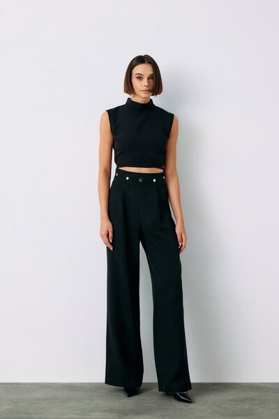 Sateen Çıt Çıt Detaylı Pantolon