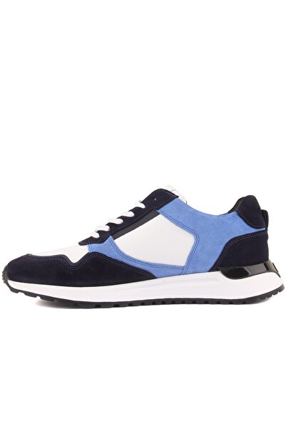 SailLakers - Ανδρικά παπούτσια casual σε μπλε ναυτικό, μπλε σουέντ, λευκό δερμάτινο κορδόνι 101-7057-H1071