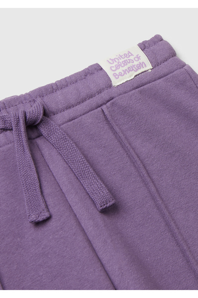 United Colors of Benetton Κοριτσίστικο μωβ φούτερ με λεπτομέρεια ραφής, με κορδόνι στη μέση και φαρδύ πόδι