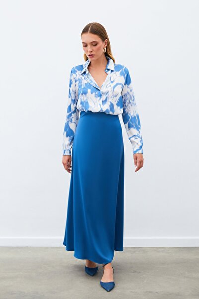 Sateen Сорочка з візерунком - СИНЯ