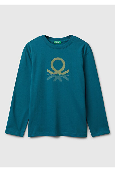 United Colors of Benetton Chlapčenské benzínovo modré tričko s dlhým rukávom ...