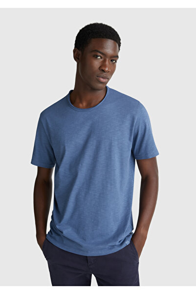 United Colors of Benetton Ανδρικό μπλουζάκι Aviator Blue Crew Neck Slub