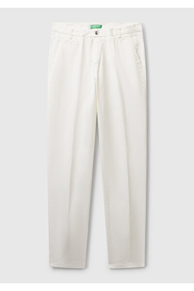United Colors of Benetton Kadın Ekru Elastanlı Basic Chino Pantolon