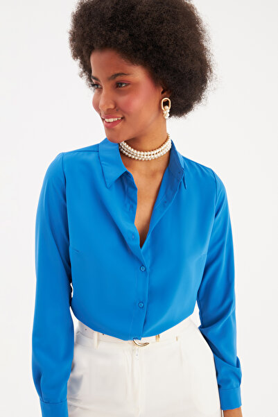 Sateen Sax Blue Plain Classic Shirt