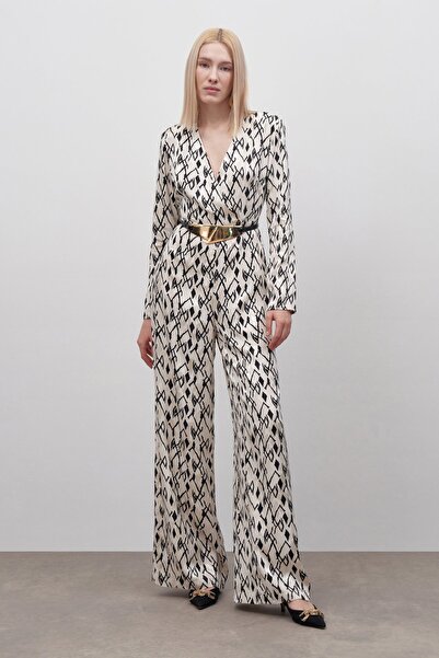 Sateen Desenli Saten Tulum - Bej