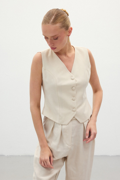 Sateen سترة كتان - حجر