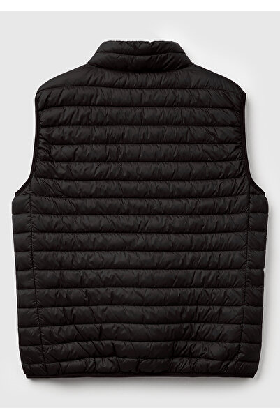 United Colors of Benetton Erkek Siyah Polyester Dolgulu Regular Fit Yelek