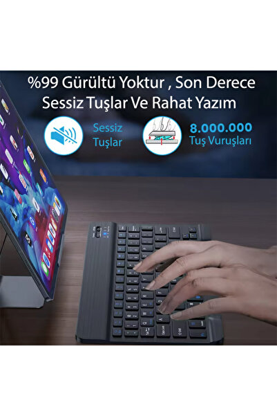 Yesnıce Samsung Galaxy S10 Lite 10.9 İnç Uyumlu Standlı Kılıf Ve Dokunmatik Kalem Ve Klavye ve Mouse