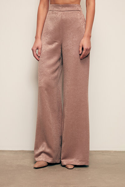 Sateen Παντελόνι Mink με φαρδύ πόδι