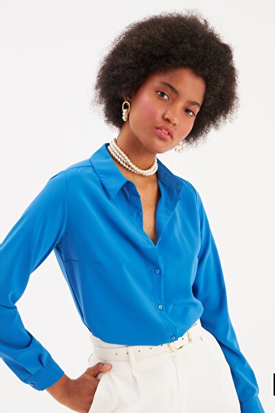 Sateen Sax Blue Plain Classic Shirt