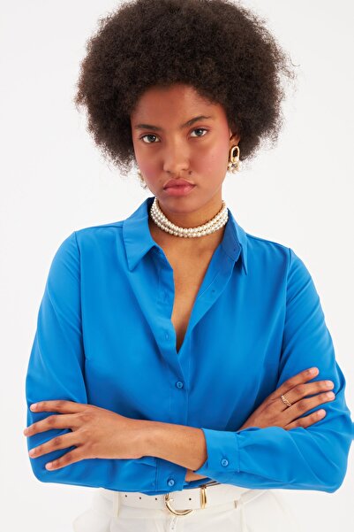 Sateen Sax Blue Plain Classic Shirt