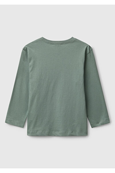 United Colors of Benetton Μακρυμάνικο μπλουζάκι από οργανικό βαμβάκι με λογότυπο μπροστά για αγόρια