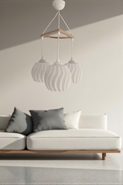 NrsnHome Modern Sarkıt Üçlü Bohem Avize ( 23x27 cm ) Bubble Serisi Salon Mutfak Oturma Odası Cafe Bar