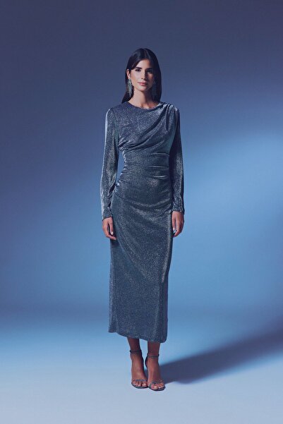 Sateen Φόρεμα ANTHRACITE Glitter Midi