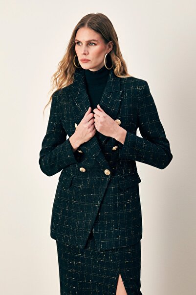 Sateen Simli Uzun Ceket - Siyah