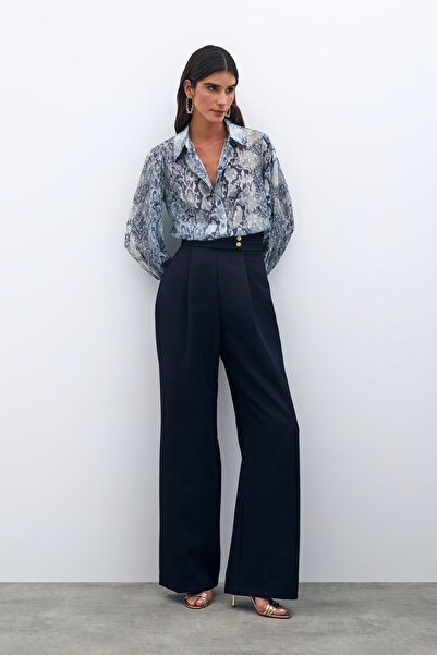 Sateen Темно-сині брюки з завуженою талією