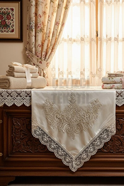 Çt Çeyizci Tekstil Çeyizlik Saten Bohça, Çeyizlik Nakışlı Fransız Dantel Bohça