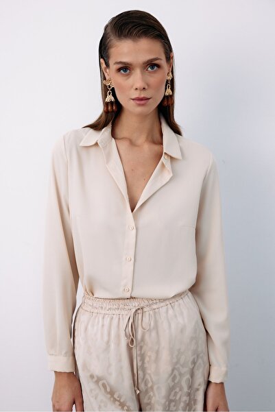 Sateen Изчистена класическа риза - бежова