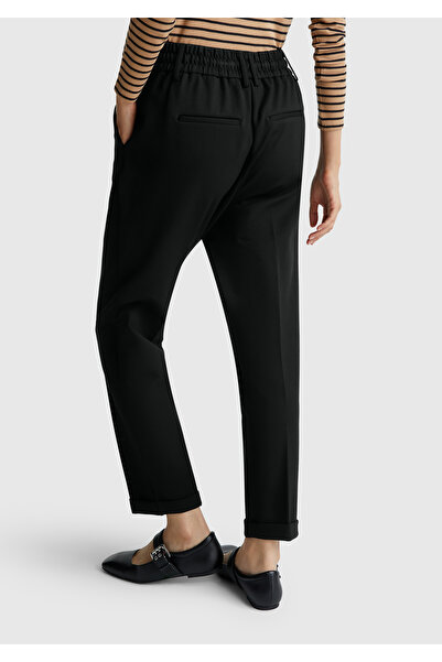 United Colors of Benetton Kadın Siyah Beli Lastikli Pantolon
