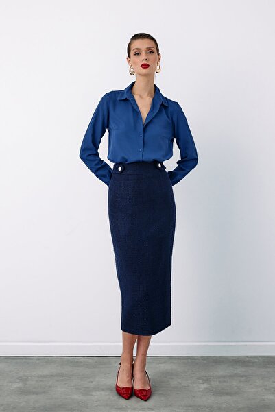 Sateen Синя гладка класична сорочка