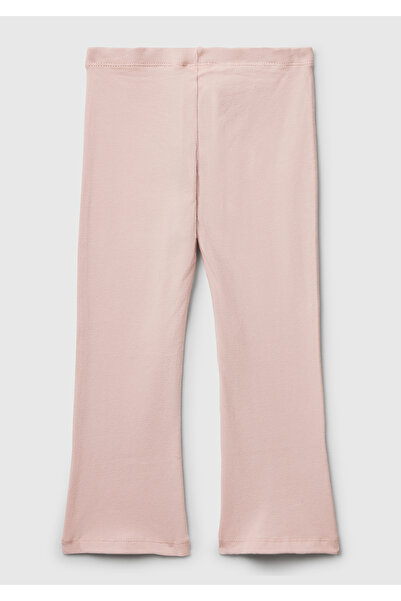 United Colors of Benetton Kız Çocuk Toz Pembe Logo Detaylı Flare Tayt