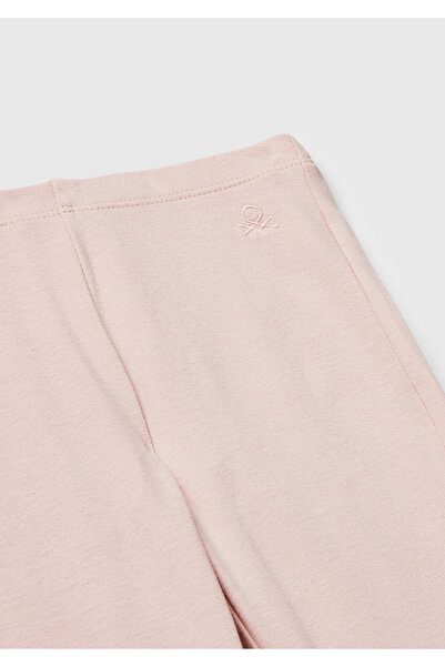 United Colors of Benetton Kız Çocuk Toz Pembe Logo Detaylı Flare Tayt