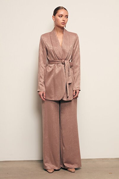 Sateen Παντελόνι Mink με φαρδύ πόδι