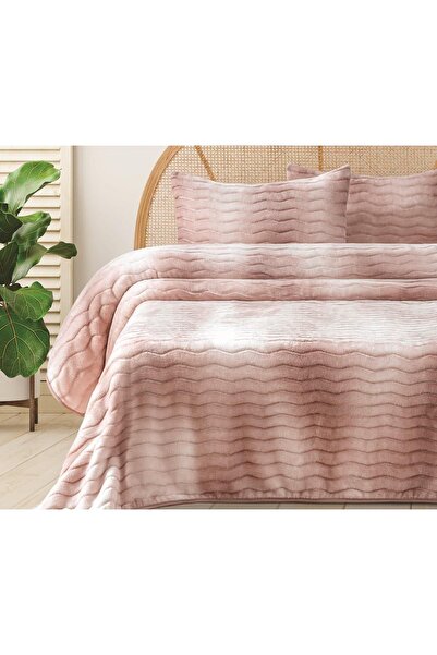 Merinos Dream Home 3 Parça Çift Kişilik Battaniye Seti Kutulu 220x240 Pudra