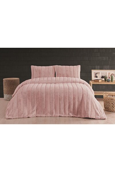 Merinos Luxe 3 Parça Çift Kişilik Yatak Örtüsü Seti Kutulu 230x250 Petek Pudra