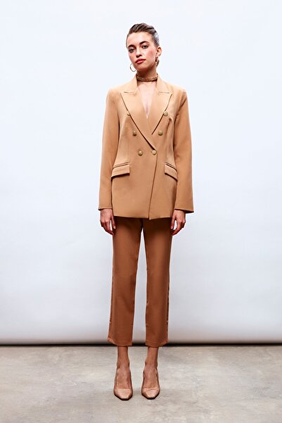 Sateen بنطلون بتفاصيل الكورسيه - لون جملي