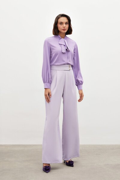 Sateen LILA - Παντελόνι με λεπτομέρεια στη μέση