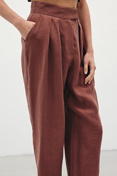 Sateen Штани з льону - Кава