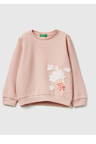 United Colors of Benetton Kız Çocuk Toz Pembe Grafik Baskılı Ribanalı Regular...