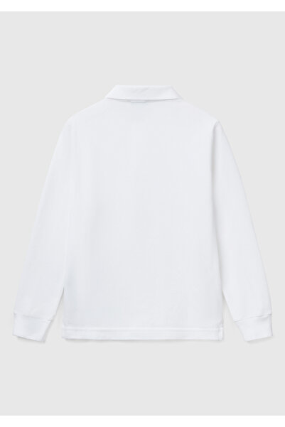 United Colors of Benetton Λευκό μπλουζάκι πόλο με λογότυπο πικέ για αγόρια