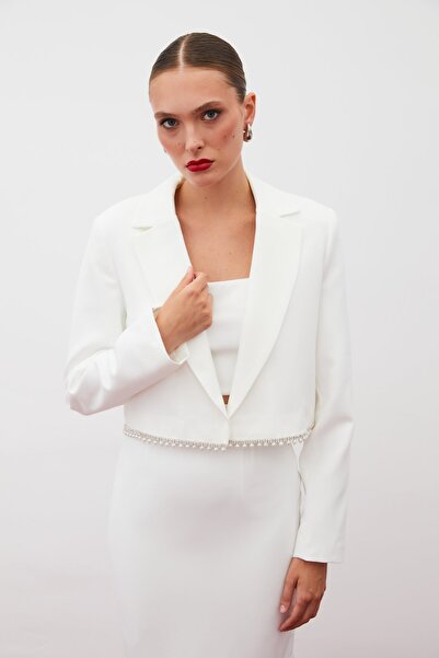 Sateen Κοντό μπουφάν με αξεσουάρ - Εκρού