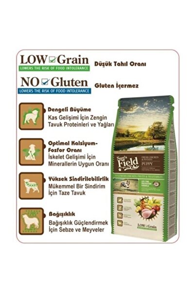 Sam's Field Tavuklu Düşük Tahıllı Yavru Köpek Maması 13 Kg
