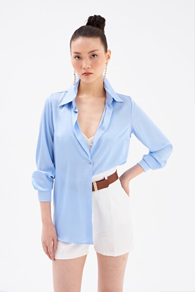 Sateen Сатинова сорочка - синя