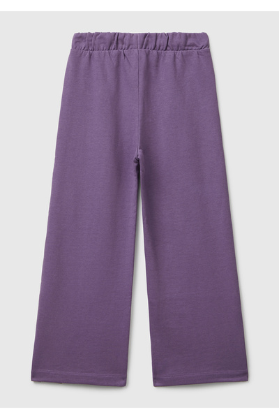 United Colors of Benetton Κοριτσίστικο μωβ φούτερ με λεπτομέρεια με σχισμές και κορδόνι