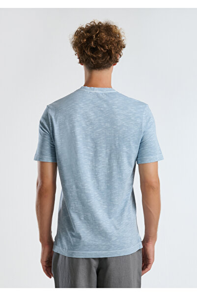 United Colors of Benetton Ανδρικό μπλουζάκι γαλάζιο 100% Koton Crew Neck Slub