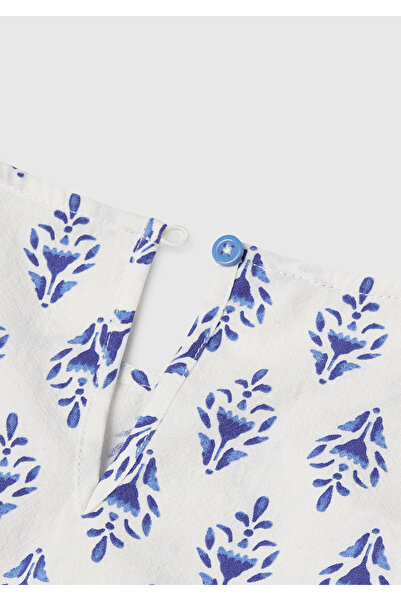 United Colors of Benetton Rochie cu mânecă scurtă pentru fetiță, cu model albastru, cu talie elastică