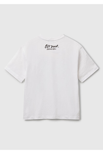 United Colors of Benetton Αγόρι λευκό μπλουζάκι με φωτογραφία με στάμπα