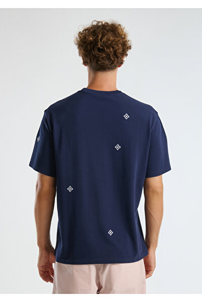 United Colors of Benetton Ανδρικό μπλουζάκι μπλέ Navy 100% Koton με σχέδιο Pique