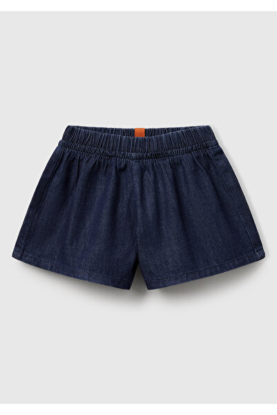 United Colors of Benetton Bebek Koyu Denim Beli Lastikli Logo Etiketli Denim ...