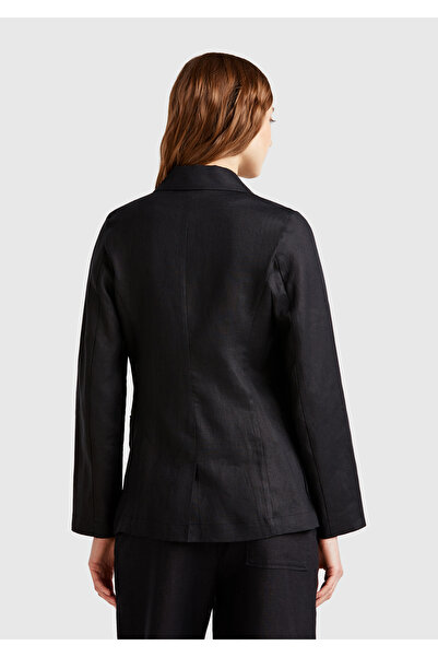 United Colors of Benetton Women's Black 100% Linen Jacket