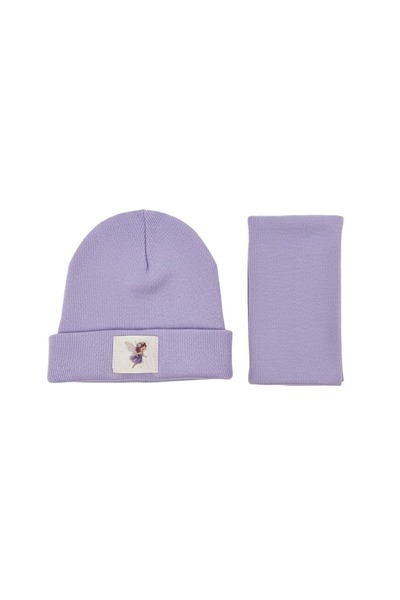 anna sofie Lilac (1-5 YEARS) Ribbed 100% Cotton Beanie Neck Collar Set (LACEMENT PRICE)