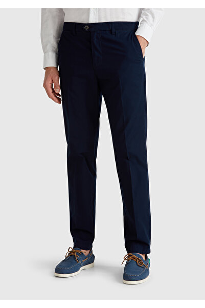 United Colors of Benetton Erkek Lacivert %100 Koton Paraşüt Kumaş Slim Fit Chino Pantolon