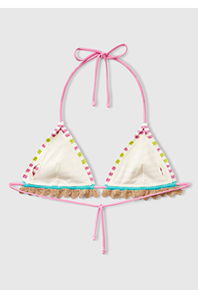United Colors of Benetton Γυναικείο ροζ μείγμα ριγέ πολύχρωμο πλεκτό τρίγωνο μπικίνι