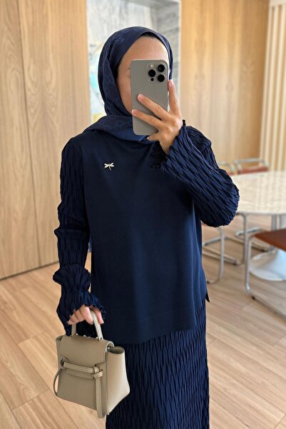 Ka Hijab Lady Skirted Mercerized Suit - Navy Blue