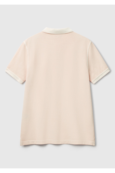 United Colors of Benetton Ανδρικό ροζ μπλουζάκι πόλο 100% Organic Cotton Regular Fit