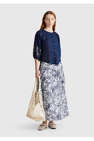 United Colors of Benetton Women's Ecru Cotton Perforated Shoulder Bag